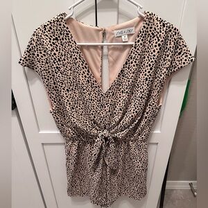 She+Sky leapord tie front romper